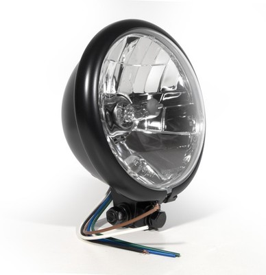 5¾'' Scheinwerfer Schwarz H4 Klarglas Bates-Style für Harley Davidson Universal