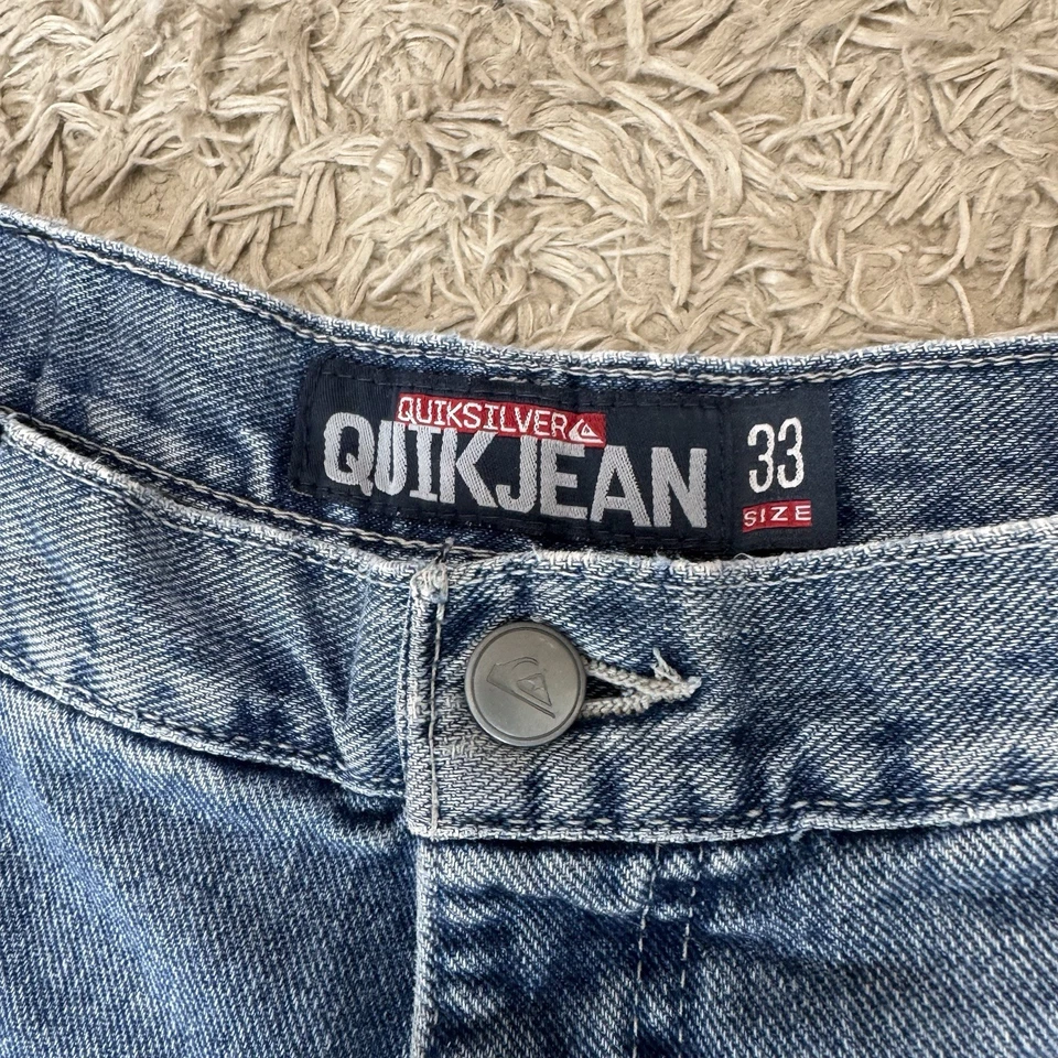 Shorts jeans Quiksilver QuikJean skatista folgado azul masculino 33 vintage ano 2000 - Imagem 4 de 4
