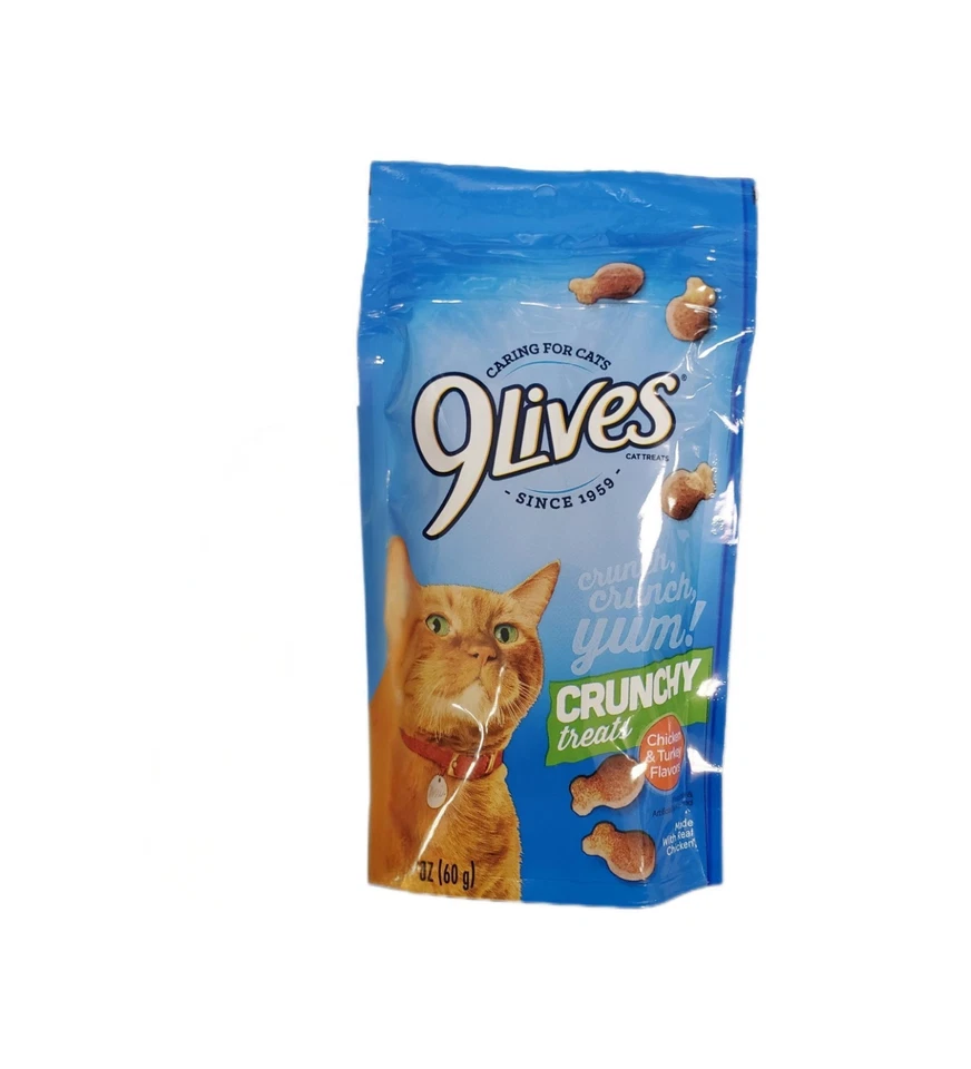 9Lives Crunchy Cat Treats, 2 .1 Oz, Chicken and Turkey Flavor, Pack of 4