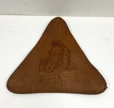 Vintage Hand Tooled Leather Tripod Saddle Seat Stool Chair western top horse