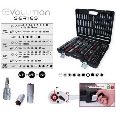 KS Tools 9170795 Tool Set 195pcs 1/4 3/8 1/2 Ratchet Socket Wrench Kit Chrome