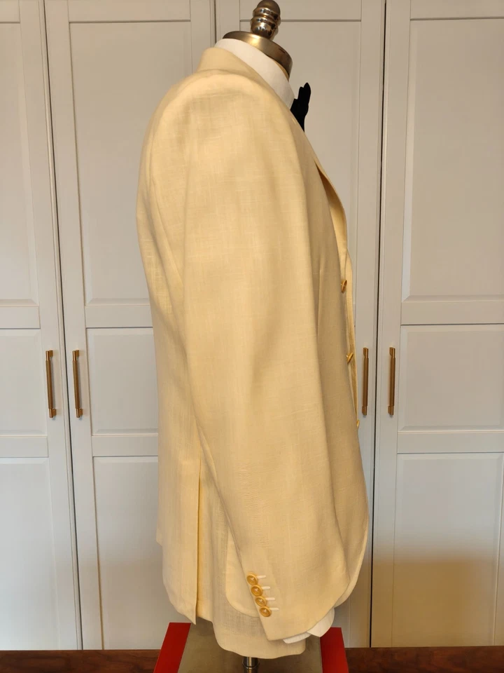 New Belvest Men's Ivory / White Wool & Linen Unlined Jacket Size EU 50 / US 40 - Image 2 of 4