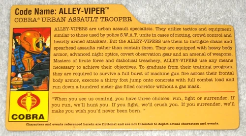 2009 Cobra Alley Viper (Defense of Cobra Island) - GI Joe file card (modern)