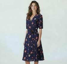 NWT Reformation Napa Midi Dress S Wrap Navy Red Poppy Floral NEW Party Cha Cha