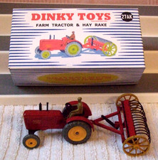 DINKY "VINTAGE" DIECAST BOXED MODEL SET (FARM TRACTOR & HAY RAKE) No 27AK/USED