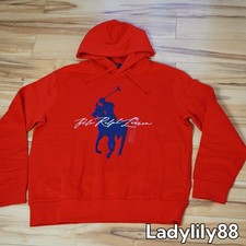 NWT Polo Ralph Lauren Pullover Big Pony Graphic Drawstring Hoodie