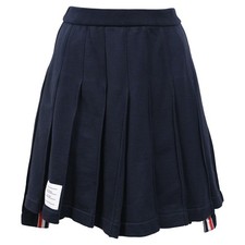 Thom Browne Classic Loopback Pleated Mini Skirt In Cotton Women Blue Size 36