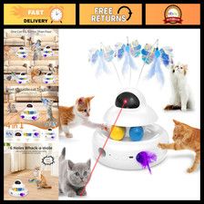 4-in-1 Interactive Cat Toy - Automatic Laser, Fluttering Butterfly  Moving Feat