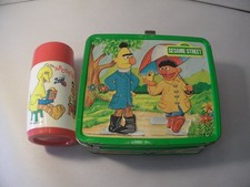 Vintage Aladdin Sesame Street Lunch Box  Thermos 1983 Bert Ernie Big Bird