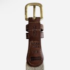 Vintage COACH Genuine Leather & Linen Belt Size 38/95 cm Style 3815 Tan Brass — photo 6