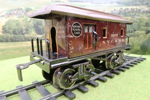 Bing GBN Spur 0 28125 US-Gepäckwagen NYC & HR braun 16,5cm Caboose BLECH Tin Toy | Condition: Gebraucht
