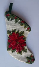 Needlepoint Tree Ornament 5.5 inch Stocking