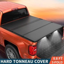 5.8ft Hard Tonneau Cover Tri-fold For 2009-2026 Ram 1500 Truck Bed Wled Lamps