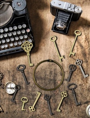12pcs Skeleton Key Set | Universal Hollow Barrel Keys for Antique Cabinet Door