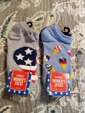 Ladies Novelty Socks Size 4-10 No Show Patriotic Lot of 4 Pair
