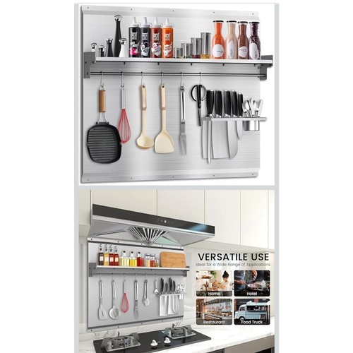 36"x30" Stainless Steel Backsplash for Stove & Range Hood w/ Shelf
