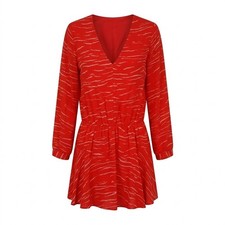 Karina Grimaldi Red Rayon Georgette Abstract Stripe Open Back Mini Dress - CJ