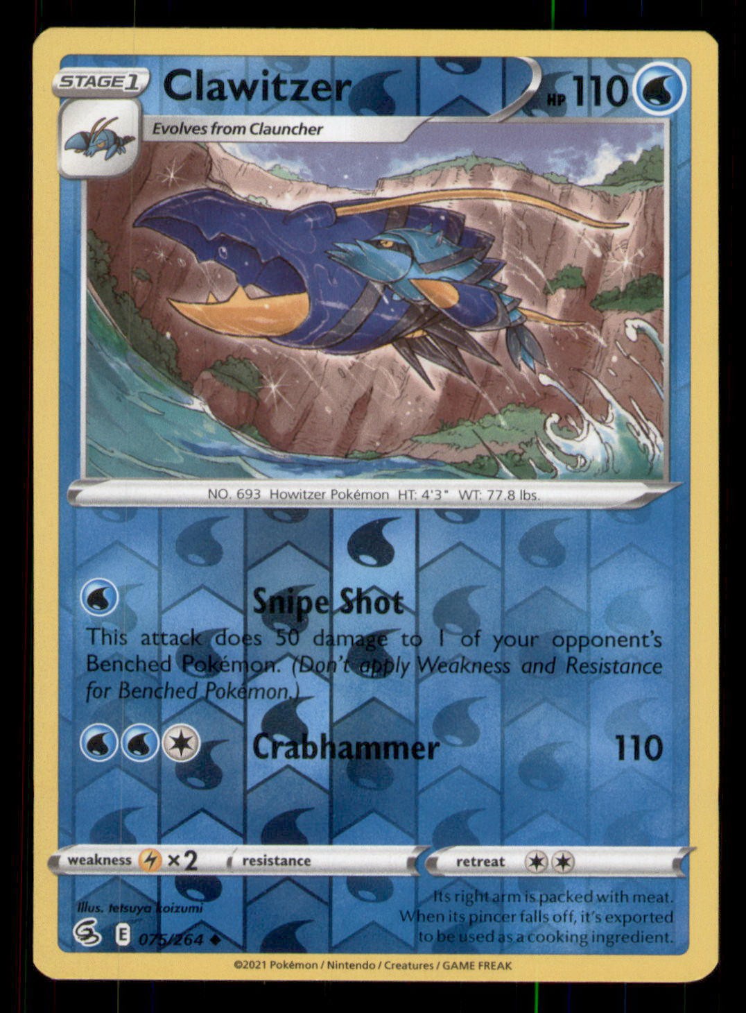 Clawitzer SWSH08: Fusion Strike #075/264 Uncommon Reverse Holo Pokemon LP