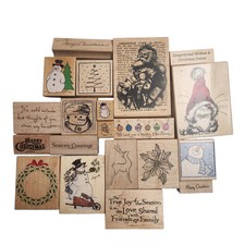 Christmas Scrapbooking Card Making Rubber Stamps Snowmen Santa Deer Poinsettia