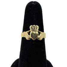 14k Yellow Gold Irish Claddagh Ring Size 6.75