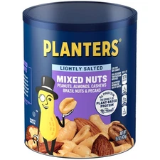 PLANTERS Lightly Salted Mixed Nuts, 15 oz Can - Plant-Based Protein Party Snack