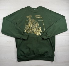 Vtg Jerzees Crewneck Sweatshirt North Dakota Native Train 80s 1989 USA Made L