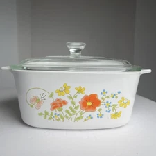 Corning Ware Vintage  A-1-1/2-B Wildflower Poppy 1-1/2 qt Dish With Lid