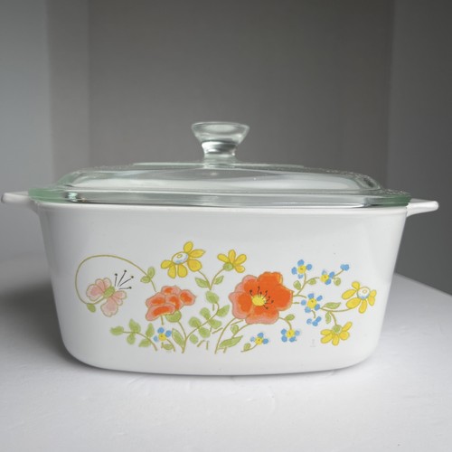 Corning Ware Vintage A-1-1/2-B Wildflower Poppy 1-1/2 qt Dish With Lid