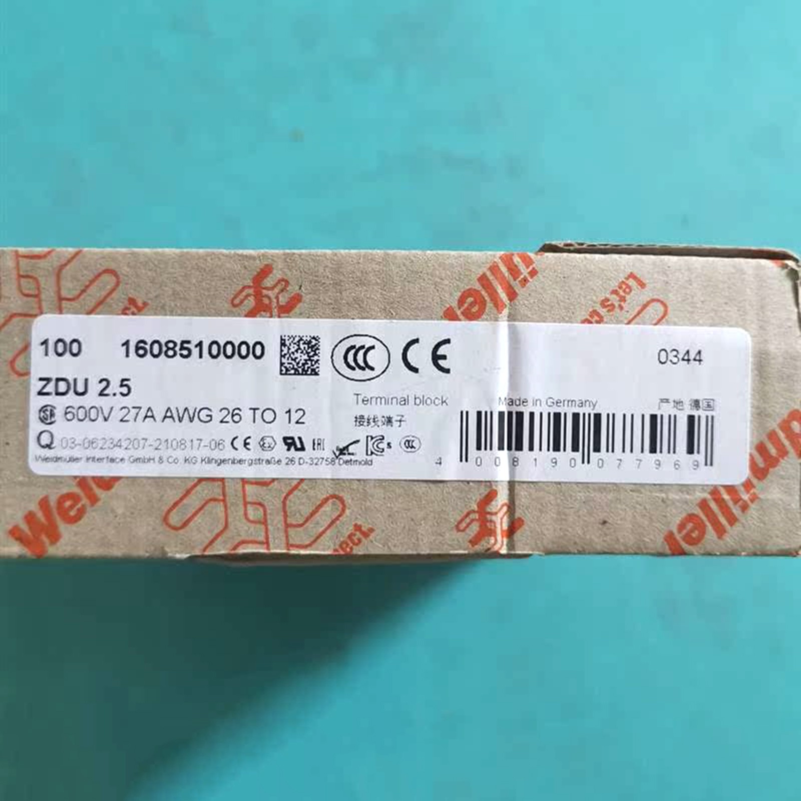 100pcs/Box New Weidmuller 1608510000 ZDU 2.5 Terminal Blocks Free Shipping#QW