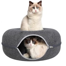 24inch-Tunnel Bed for Indoor,cattasaurus Peekaboo cat cave for dark grey