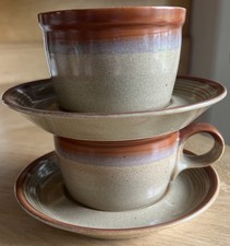 MIKASA Ben Seibel POTTERS ART Coffee Flat CUP/SAUCER Rustic Brown COUNTRY CABIN
