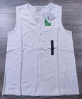 Lands End Tank Top Adult Medium 10-12 White Trimmed Sleeveless Shirt Womens