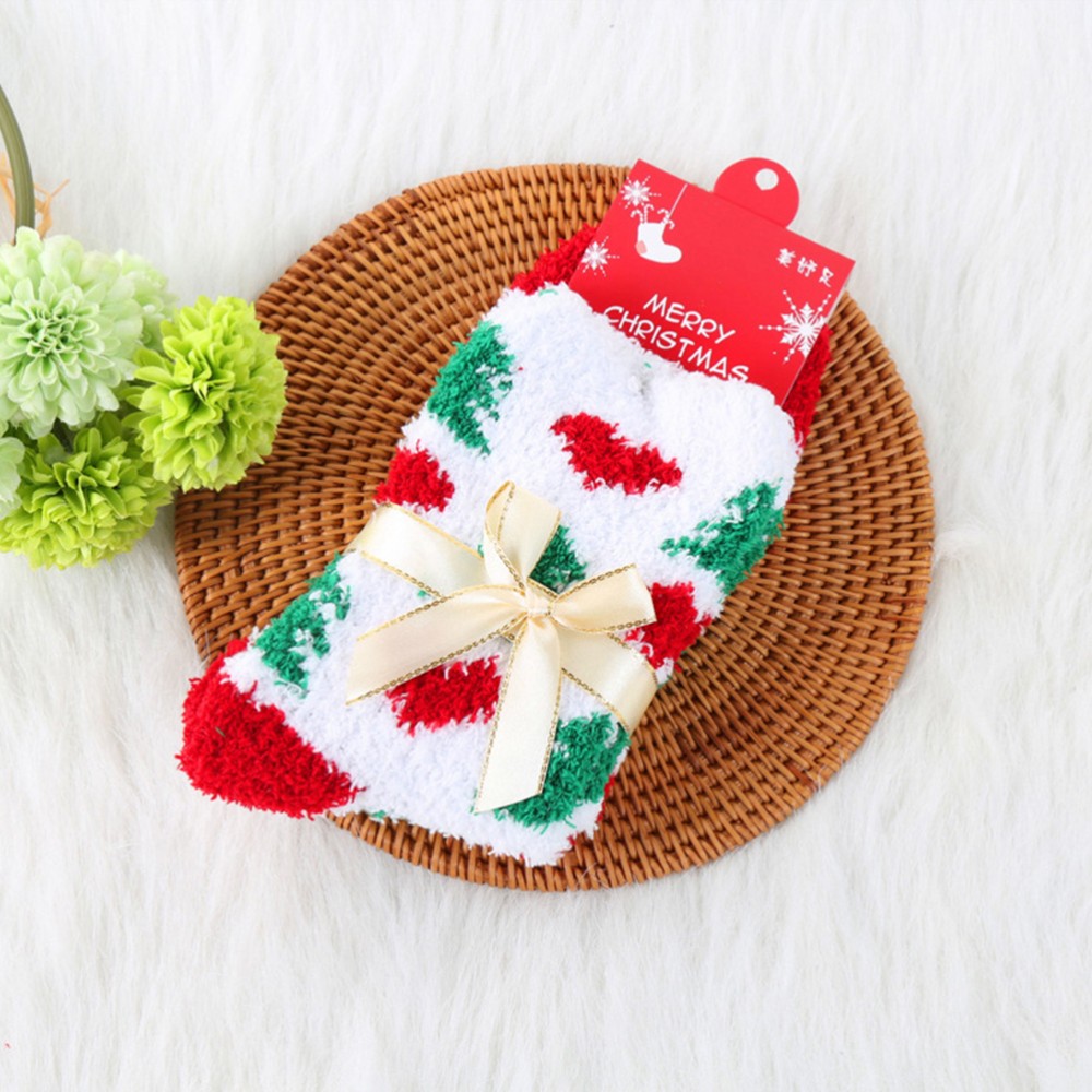 SAOLA 6 Pcs Automne Hiver Chaussettes De Chaussettes De Sol Arc De Noël Bas