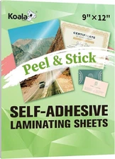20 Koala Self-Adhesive Laminating Sheets 9 x 12 Clear  Overlay No Machine Needed