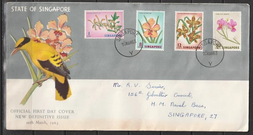(A832) Singapore - 10 March 1963 First Day Covers With Values to $5