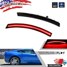 2x Smoked Rear Red LED Side Marker Lights For Chevrolet Corvette C7 2014-2019