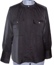 Banana Republic Women Button Up Shirt Blouse size L Satin Black