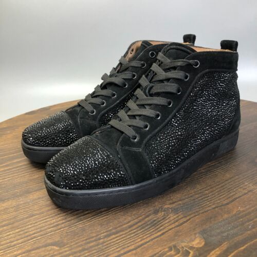 Christian Louboutin Louis Strass High Mens Size 8 Black Casual Shoes Sneakers