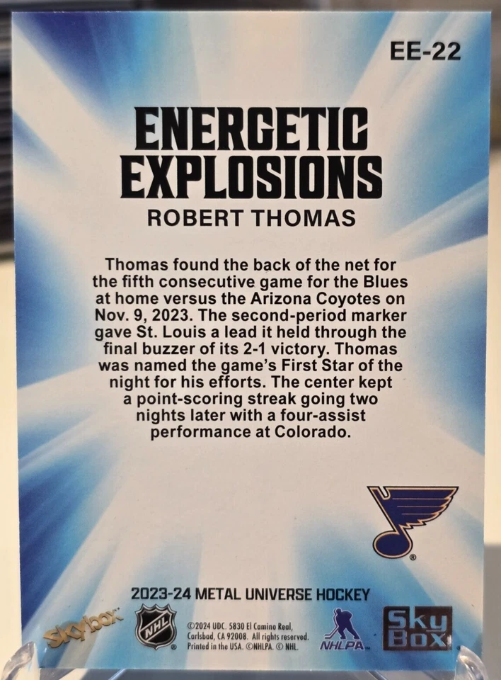 Robert Thomas 2023-24 Metal Universe Energetic Explosions #EE-22 St. Louis - Image 2 of 2