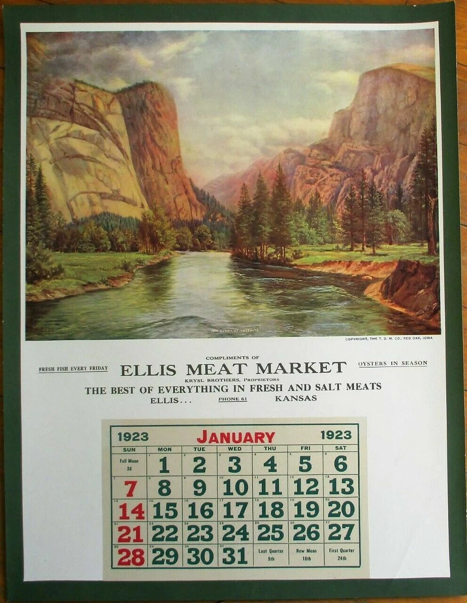 Ellis, KS 1923 Advertising Calendar/13x17 Poster: Meat Market / Butcher -  Kansas | eBay