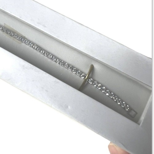 New Crislu Tennis Bracelet & Solitare Stud Earrings CZ GiftSet in Box White Gold - Picture 6 of 8