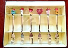 Victorian Heart Rose 6 Dessert Forks / Appetizer Forks Tea Party Brunch Luncheon