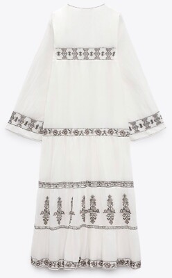 green emerald velvet dress Zara White Collared Floral Embroidered Long Sleeve Mini Shirt Dress Si   Brie