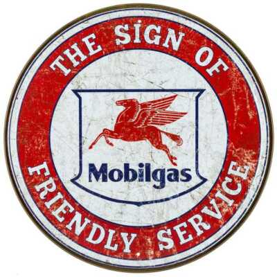 Mobil Mobilgas The Sign of Friendly Service Vintage Logo Rustic