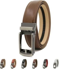 Vitello Belt, Men's Belt,1.22" Mens Ratchet Dress Belt with One Click Buckle
