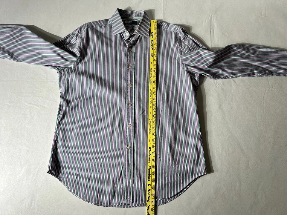 Polo Ralph Lauren Men’s Button Up Dress Shirt 16.5 34/35  Striped Classic Fit - Image 3 of 4