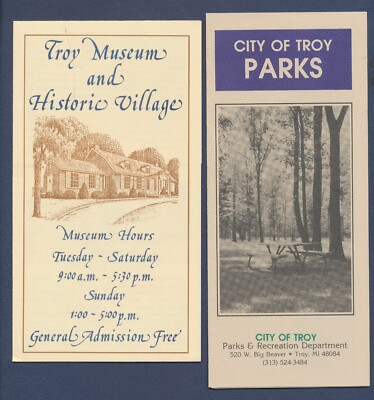 Troy Michigan - Three brochures from c 1992 - City Parks, Museum, City report -a