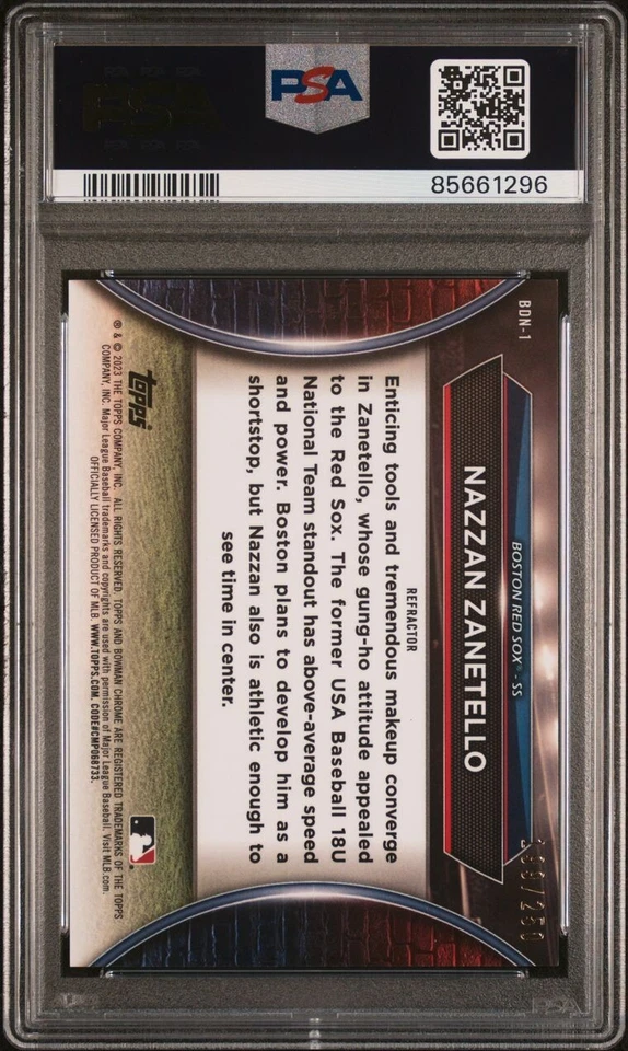 2023 Bowman Draft Nazzan Zanetello Draft Night - Refractor PSA 10 - Image 2 of 3