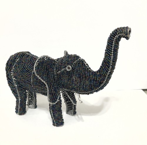 Afrikanische Perlen Elefant Kofferraum Figur Drahtrahmen 10""H x 10""L x 6""W - Bild 11 von 16