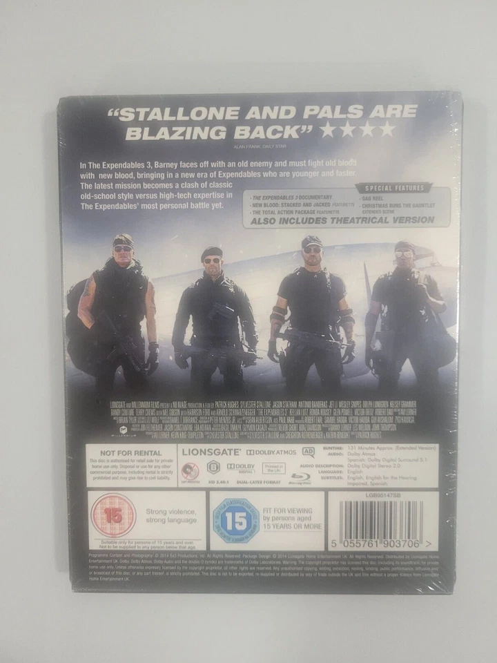BRAND NEW The Expendables 3 Embossed STEELBOOK Blu-ray, UK REGION B - Image 2 of 3